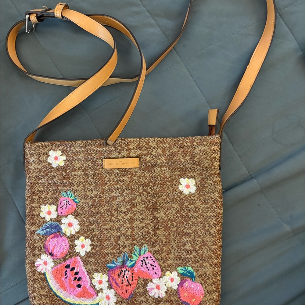 Vera Bradley Brown Crossbody Bag with Colorful Floral Accents